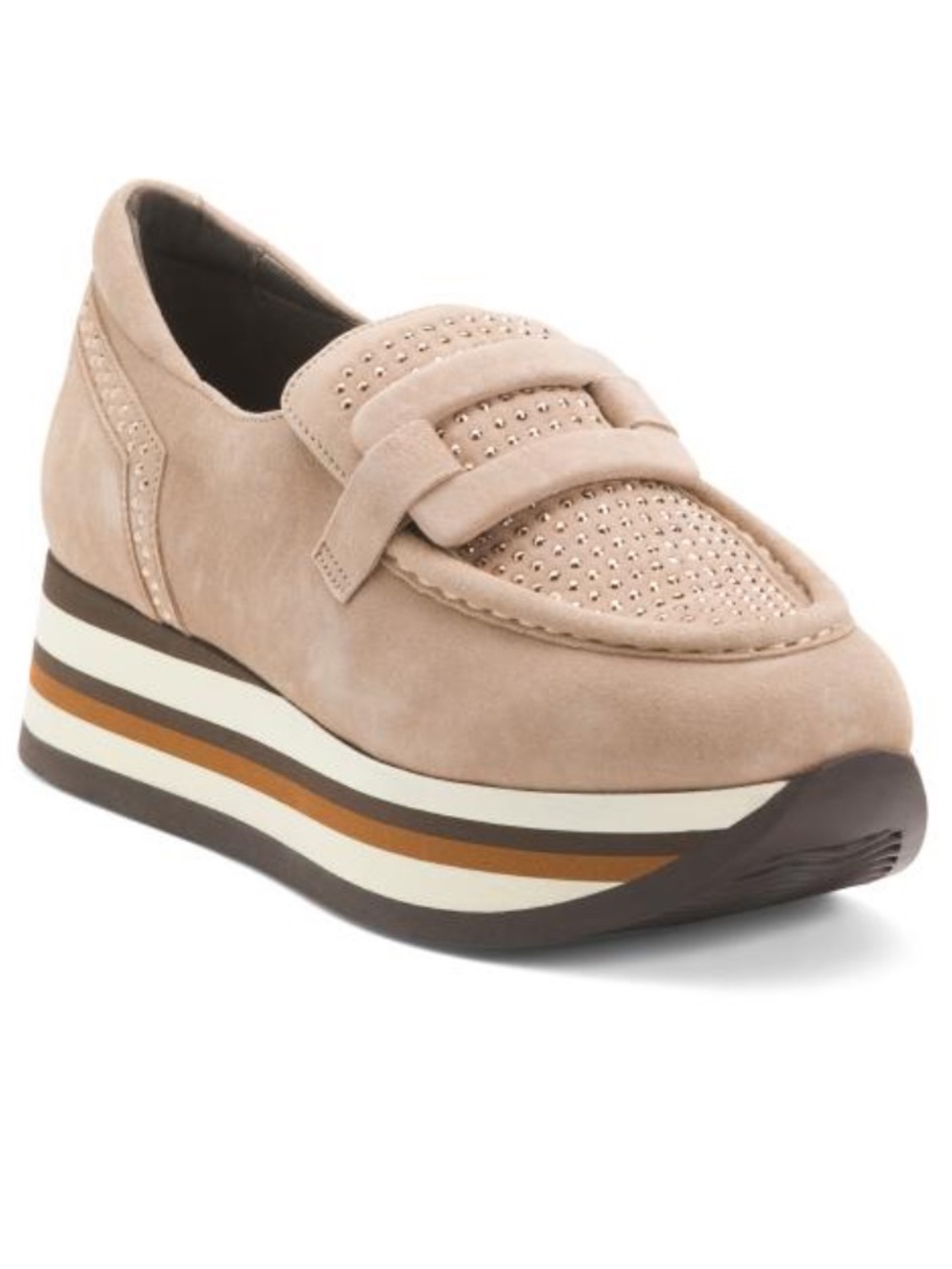 SOFTWAVES Platform Slip-On Loafer in Suede